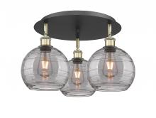 Innovations Lighting 516-3C-BAB-G1213-8SM - Athens Deco Swirl - 3 Light - 20 inch - Black Antique Brass - Flush Mount