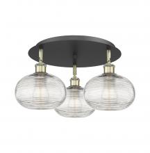 Innovations Lighting 516-3C-BAB-G555-8CL - Ithaca - 3 Light - 20 inch - Black Antique Brass - Flush Mount