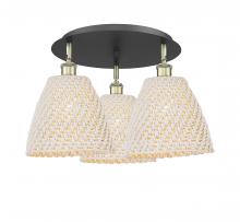 Innovations Lighting 516-3C-BAB-NBD-9-NAT - Bristol Natural - 3 Light - 21 inch - Black Antique Brass - Semi-Flush Mount