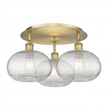 Innovations Lighting 516-3C-BB-G555-10CL - Ithaca - 3 Light - 22 inch - Brushed Brass - Flush Mount