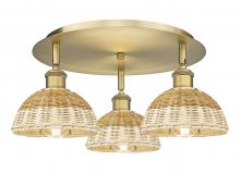 Innovations Lighting 516-3C-BB-NBD2-75-NAT - Bristol Natural II - 3 Light - 19 inch - Brushed Brass - Semi-Flush Mount