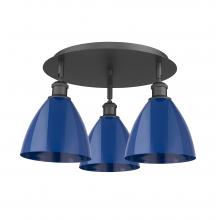 Innovations Lighting 516-3C-BK-MBD-75-BL - Plymouth - 3 Light - 19 inch - Matte Black - Semi-Flush Mount