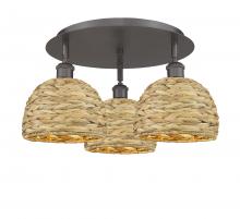 Innovations Lighting 516-3C-OB-RBD-8-NAT - Woven Rattan - 3 Light - 20 inch - Oil Rubbed Bronze - Semi-Flush Mount