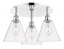 Innovations Lighting 516-3C-PC-GBC-82 - Berkshire - 3 Light - 20 inch - Polished Chrome - Flush Mount