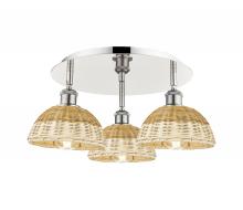 Innovations Lighting 516-3C-PN-NBD2-75-NAT - Bristol Natural II - 3 Light - 19 inch - Polished Nickel - Semi-Flush Mount