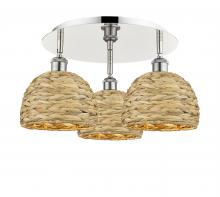 Innovations Lighting 516-3C-PN-RBD-8-NAT - Woven Rattan - 3 Light - 20 inch - Polished Nickel - Semi-Flush Mount
