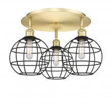 Innovations Lighting 516-3C-SG-CE-8-BK - Lake Placid - 3 Light - 20 inch - Satin Gold - Semi-Flush Mount