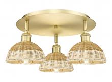 Innovations Lighting 516-3C-SG-NBD2-75-NAT - Bristol Natural II - 3 Light - 19 inch - Satin Gold - Semi-Flush Mount