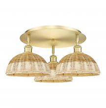 Innovations Lighting 516-3C-SG-NBD2-9-NAT - Bristol Natural II - 3 Light - 21 inch - Satin Gold - Semi-Flush Mount