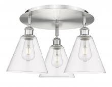 Innovations Lighting 516-3C-SN-GBC-82 - Berkshire - 3 Light - 20 inch - Satin Nickel - Flush Mount