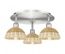 Innovations Lighting 516-3C-SN-NBD2-75-NAT - Bristol Natural II - 3 Light - 19 inch - Satin Nickel - Semi-Flush Mount
