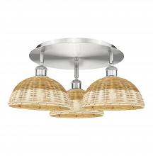 Innovations Lighting 516-3C-SN-NBD2-9-NAT - Bristol Natural II - 3 Light - 21 inch - Satin Nickel - Semi-Flush Mount