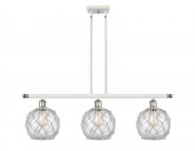  516-3I-WPC-G122-8RW - Farmhouse Rope - 3 Light - 36 inch - White Polished Chrome - Cord hung - Island Light