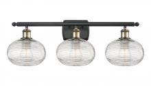 Innovations Lighting 516-3W-BAB-G555-8CL - Ithaca - 3 Light - 28 inch - Black Antique Brass - Bath Vanity Light