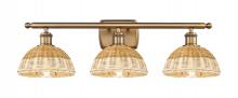 Innovations Lighting 516-3W-BB-NBD2-75-NAT - Bristol Natural II - 3 Light - 28 inch - Brushed Brass - Bath Vanity Light
