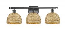 Innovations Lighting 516-3W-OB-RBD-8-NAT - Woven Rattan - 3 Light - 28 inch - Oil Rubbed Bronze - Bath Vanity Light