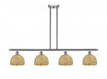 Innovations Lighting 516-4I-SN-RBD-8-NAT - Woven Rattan - 4 Light - 48 inch - Satin Nickel - Multi Pendant