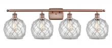 Innovations Lighting 516-4W-AC-G122-8RW - Farmhouse Rope - 4 Light - 38 inch - Antique Copper - Bath Vanity Light