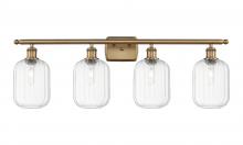 Innovations Lighting 516-4W-BB-G460-7CL - Preston Cylinder - 4 Light - 37 inch - Brushed Brass - Bath Vanity Light