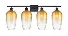 Innovations Lighting 516-4W-BK-G484-7AM - Brookhaven Flute - 4 Light - 37 inch - Matte Black - Bath Vanity Light