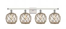 Innovations Lighting 516-4W-WPC-G122-8RB - Farmhouse Rope - 4 Light - 38 inch - White Polished Chrome - Bath Vanity Light