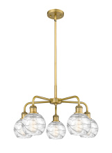 Innovations Lighting 516-5CR-BB-G1213-6CL - Athens Deco Swirl - 5 Light - 24 inch - Brushed Brass - Stem hung - Chandelier