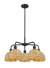 Innovations Lighting 516-5CR-BK-RBD-8-NAT - Woven Rattan - 5 Light - 27 inch - Matte Black - Stem hung - Chandelier