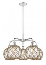 Innovations Lighting 516-5CR-PC-G122-8RB - Farmhouse Rope - 5 Light - 27 inch - Polished Chrome - Stem hung - Chandelier