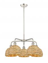 Innovations Lighting 516-5CR-PN-RBD-8-NAT - Woven Rattan - 5 Light - 27 inch - Polished Nickel - Stem hung - Chandelier