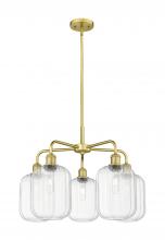 Innovations Lighting 516-5CR-SG-G460-7CL - Preston Cylinder - 5 Light - 25 inch - Satin Gold - Stem hung - Chandelier