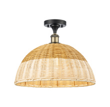 Innovations Lighting 616-1F-BAB-NBD2-16-NAT - Bristol Natural II - 1 Light - 16 inch - Black Antique Brass - Semi-Flush Mount