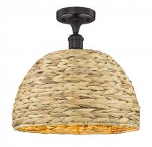 Innovations Lighting 616-1F-OB-RBD-16-NAT - Woven Rattan - 1 Light - 16 inch - Oil Rubbed Bronze - Semi-Flush Mount