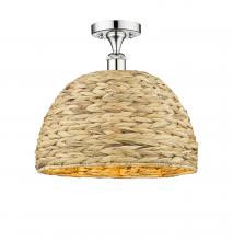 Innovations Lighting 616-1F-PC-RBD-16-NAT - Woven Rattan - 1 Light - 16 inch - Polished Chrome - Semi-Flush Mount