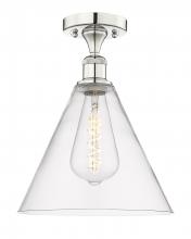 Innovations Lighting 616-1F-PN-GBC-122 - Berkshire - 1 Light - 12 inch - Polished Nickel - Semi-Flush Mount