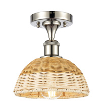 Innovations Lighting 616-1F-PN-NBD2-75-NAT - Bristol Natural II - 1 Light - 8 inch - Polished Nickel - Semi-Flush Mount