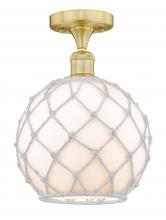  616-1F-SG-G121-10RW - Farmhouse Rope - 1 Light - 10 inch - Satin Gold - Semi-Flush Mount