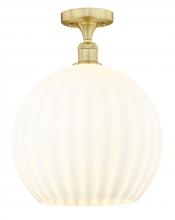 Innovations Lighting 616-1F-SG-G1217-14WV - White Venetian - 1 Light - 14 inch - Satin Gold - Semi-Flush Mount