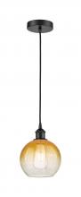 Innovations Lighting 616-1P-BK-G483-8AM - Brookhaven Globe - 1 Light - 8 inch - Matte Black - Cord hung - Mini Pendant