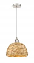 Innovations Lighting 616-1P-PN-RBD-12-NAT - Woven Rattan - 1 Light - 12 inch - Polished Nickel - Cord hung - Mini Pendant