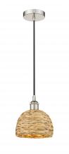 Innovations Lighting 616-1P-PN-RBD-8-NAT - Woven Rattan - 1 Light - 8 inch - Polished Nickel - Mini Pendant