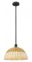 Innovations Lighting 616-1S-BK-NBD2-16-NAT - Bristol Natural II - 1 Light - 16 inch - Matte Black - Stem hung - Mini Pendant