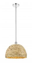 Innovations Lighting 616-1S-PC-RBD-16-NAT - Woven Rattan - 1 Light - 16 inch - Polished Chrome - Stem hung - Mini Pendant