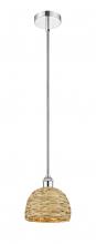 Innovations Lighting 616-1S-PC-RBD-8-NAT - Woven Rattan - 1 Light - 8 inch - Polished Chrome - Mini Pendant