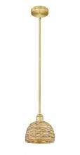 Innovations Lighting 616-1S-SG-RBD-8-NAT - Woven Rattan - 1 Light - 8 inch - Satin Gold - Mini Pendant