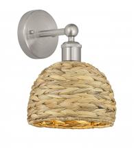 Innovations Lighting 616-1W-SN-RBD-8-NAT - Woven Rattan - 1 Light - 8 inch - Brushed Satin Nickel - Sconce
