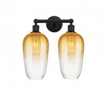 Innovations Lighting 616-2W-BK-G484-7AM - Brookhaven Flute - 2 Light - 16 inch - Matte Black - Bath Vanity Light