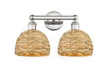 Innovations Lighting 616-2W-PN-RBD-8-NAT - Woven Rattan - 2 Light - 17 inch - Polished Nickel - Bath Vanity Light