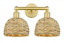 Innovations Lighting 616-2W-SG-RBD-8-NAT - Woven Rattan - 2 Light - 17 inch - Satin Gold - Bath Vanity Light