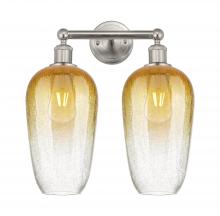 Innovations Lighting 616-2W-SN-G484-7AM - Brookhaven Flute - 2 Light - 16 inch - Brushed Satin Nickel - Bath Vanity Light