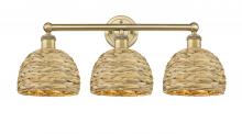 Innovations Lighting 616-3W-BB-RBD-8-NAT - Woven Rattan - 3 Light - 26 inch - Brushed Brass - Bath Vanity Light